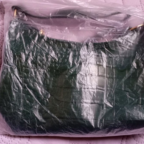 Shoulder bag green faux leather with crocodile effect new