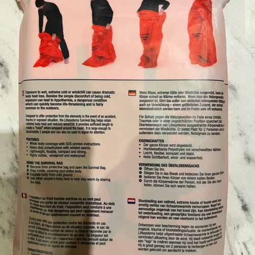 Survival kit boxset new with hand warmer, glow sticks, survival body bag