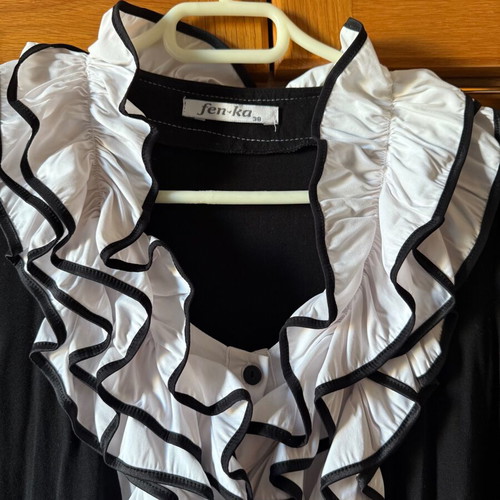 Black shirt with frills on front new, size M