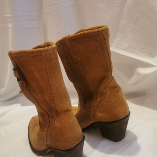 Pepe Jeans women's leather ankle boots used size 37 brown orange