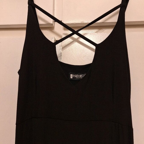 Black maxi dress Parizianista like new with crisscross straps and slit