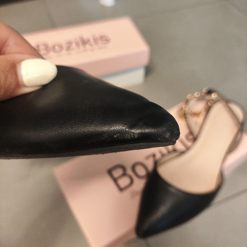 Bozikis black ballerinas size 38 used with gold chain detail