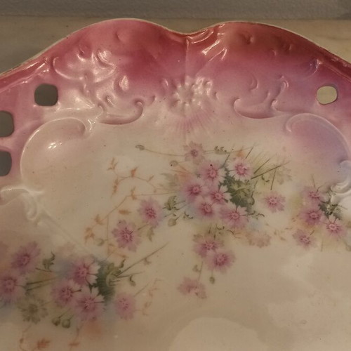 Porcelain round platter with handles Carl Tielsch like new, 31cm