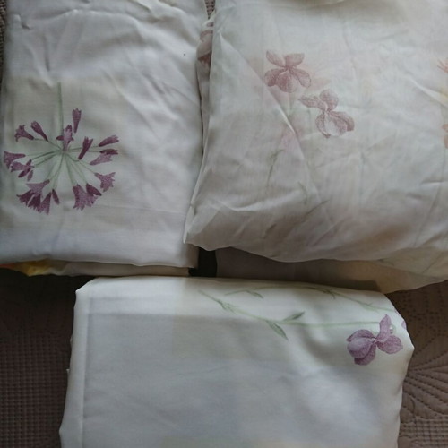Curtains floral pattern set like new with two opaque and one transparent