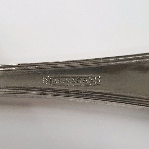 Alpacca spoon used, 18.3 cm