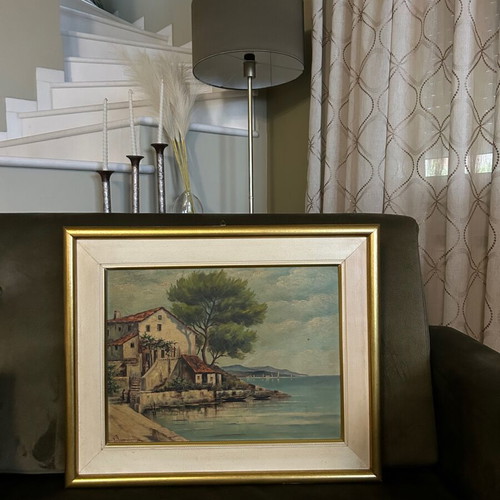 Painting E. Tsakiris Landscape used, 1955-1960, framed