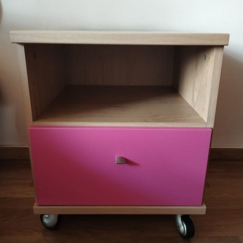 Children's wooden bookshelf and bedside table