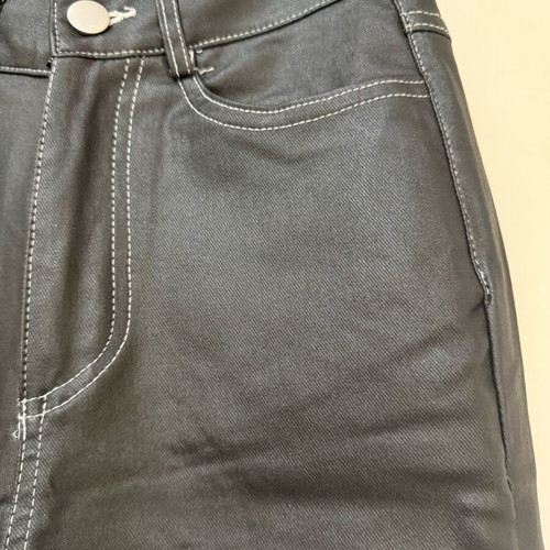 Black leather flare pants Shein like new with white details
