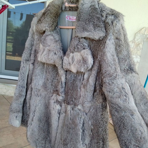 Women's natural rabbit fur used, medium size, gray shades