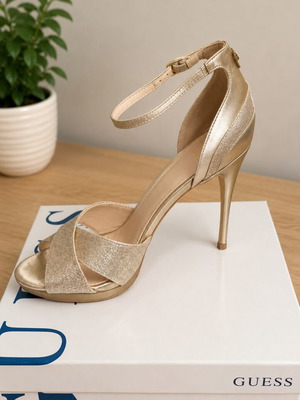 Guess gold high heel sandal, size 39