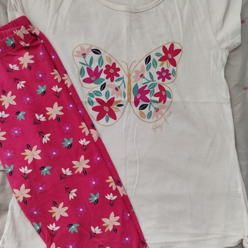 Girls' summer clothes set used, size 4-5 years, white and pink