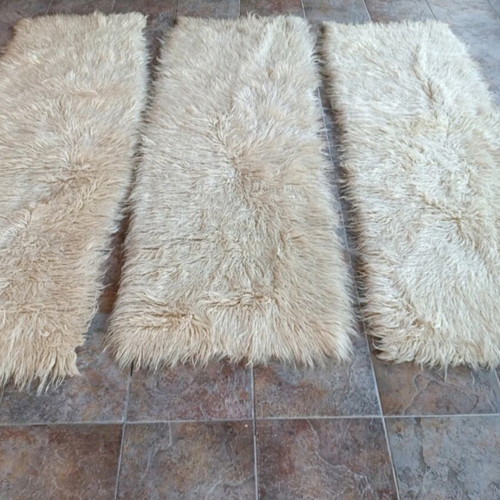 Velentzas flokati rugs set of 3, new, natural sheep wool