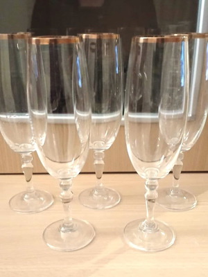 Set of 5 Bohemia Czech crystal champagne glasses new