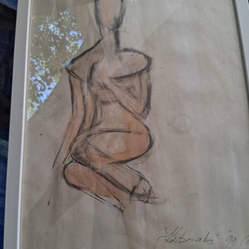 Painting "Γυμνο" like new, framed 21×30cm, signed