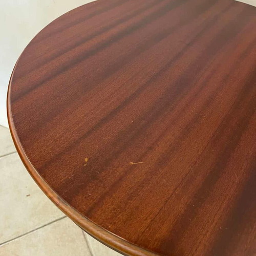 Vintage wooden round side table with carved leg 68x55
