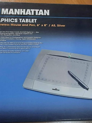 Manhattan graphics tablet like new, 6"×8", USB wireless mouse and pen