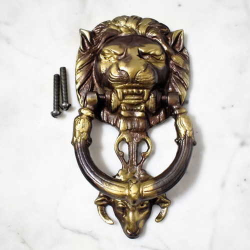Solid brass door knocker with lion head new