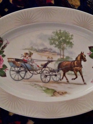 French porcelain Branded Oval Decorative Plate / Dish