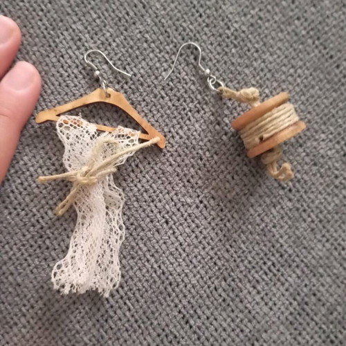 Handmade earrings new, beige and brown