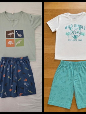 Set of 2 boys' summer pajamas, size 8, slim fit