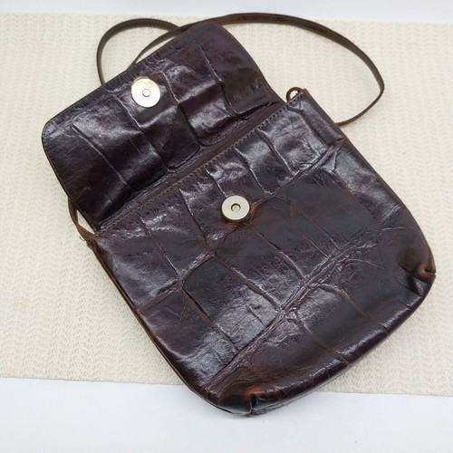 Bodenschatz vintage brown embossed leather women's shoulder bag