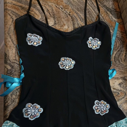 Greek brand top one size like new, black and turquoise
