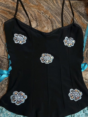 Greek brand top one size like new, black and turquoise