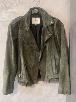 Selected suede jacket like new, khaki green, size XS