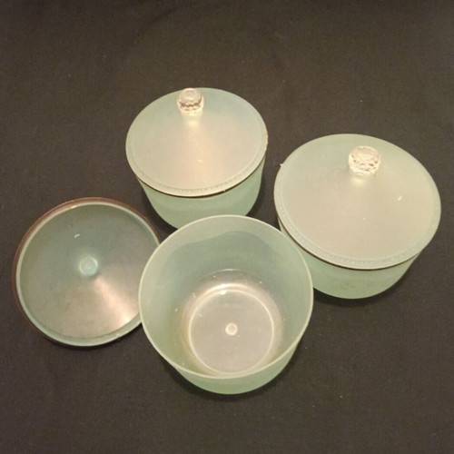 Set of 3 plastic jars with lids used, sky blue