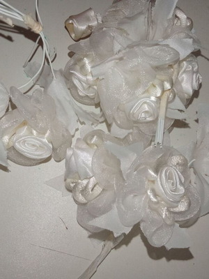 Fabric bridal roses like new, pack of 10, white 4cm