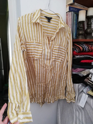 New Look yellow striped shirt like new, size 36, viscose and cotton