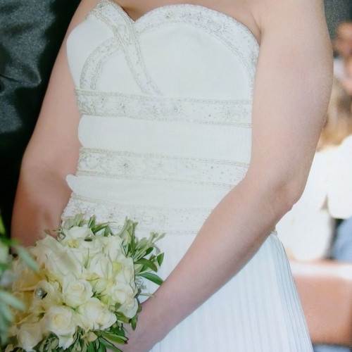 Divina Sposa wedding dress by Katellanos used, size Large, white