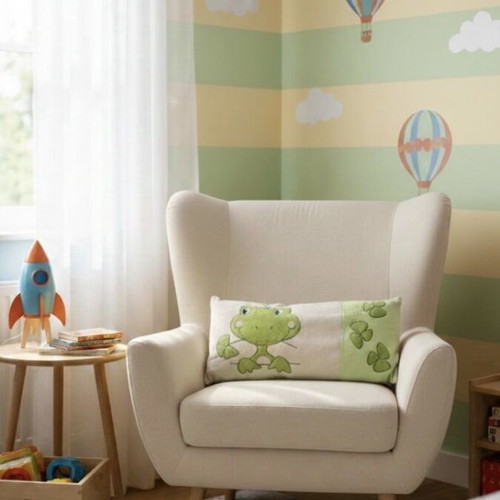 Frog pillow used, rectangular design
