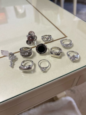 Silver 925 rings and pendant like new, set of 10 pieces