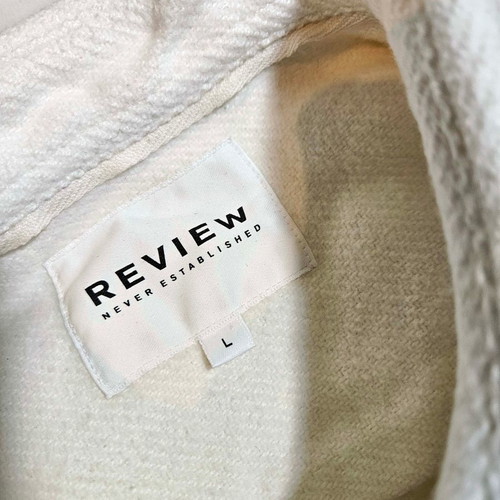 Review men's white shirt jacket size L like new
