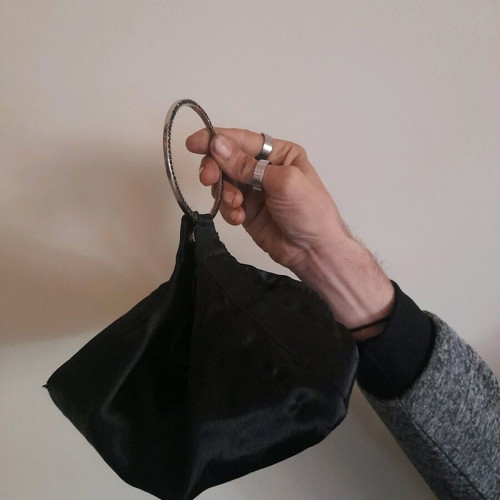 Satin pouch bag used, black