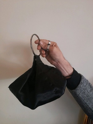 Satin pouch bag used, black