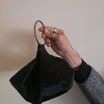 Satin pouch bag used, black