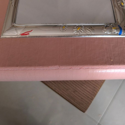Pink photo album new with silver frame on cover
