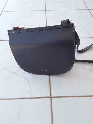 Axel crossbody bag new, gray with red leather interior