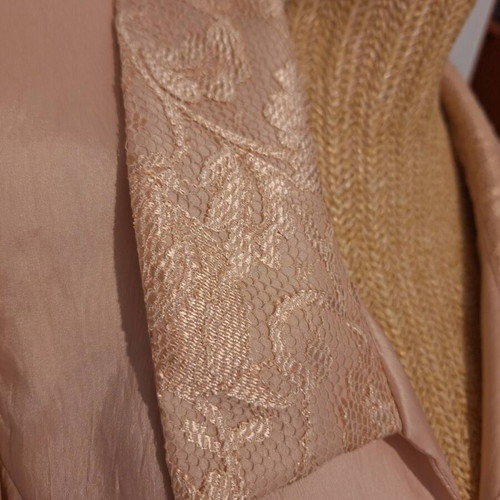 Lucifair jacket with lace collar and buttons, salmon color