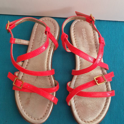 Dsquared2 sandals for girls size 33 used, orange and gold leather