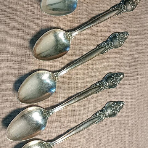 Vintage dessert spoons used, set of 5 pieces