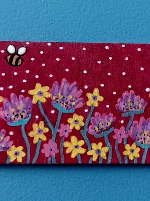 Handmade wooden fridge magnet new, hand-painted