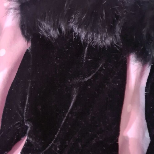 Velvet gloves new with fur, size S, black