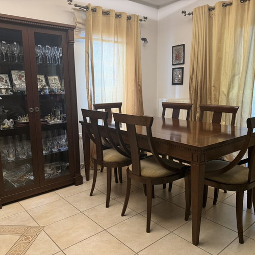 Living room showcase cabinet, solid walnut wood, classic design
