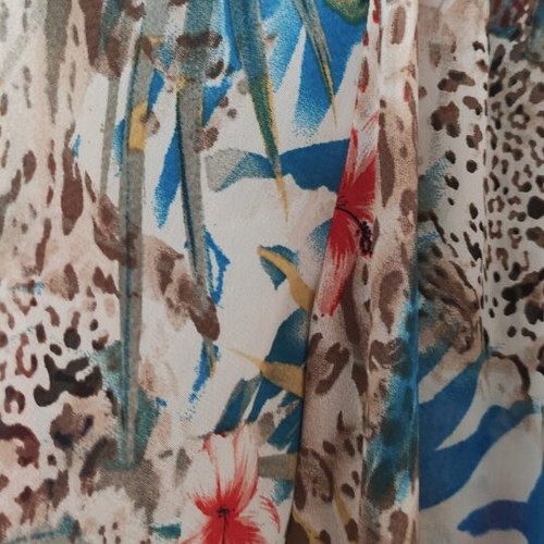 Blouse Dina with tropical pattern used, multicolor, size XL