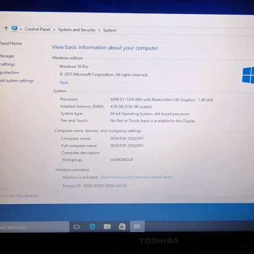 Toshiba Satellite C850D like new with AMD E1-1200, 4GB RAM, 500GB HDD, 15.6 screen