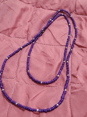 Necklace with purple beads handmade, new