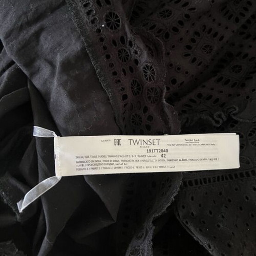 Twinset blouse with English embroidery like new, black, size M/L